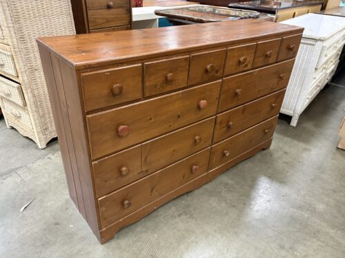 Vintage Wooden 12 Drawer Dresser with Knob Pulls