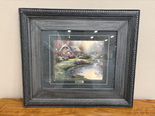THOMAS KINCADE "Painter of Light" Decorative Art Print in Carved Wood Frame