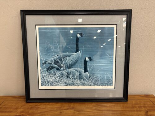 Signed Canadian Geese Art Print in Sleek Black Frame