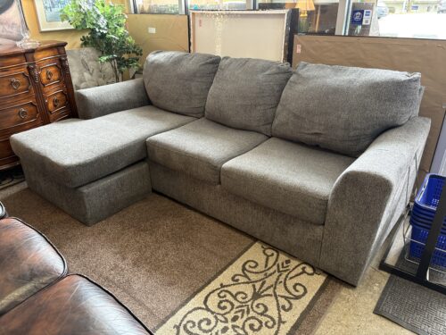 Grey Fabric Contemporary Sofa w/ Reversible Chaise