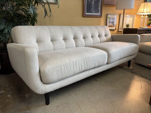 AT HOME Light Grey Tufted Back Curved Arm Sofa