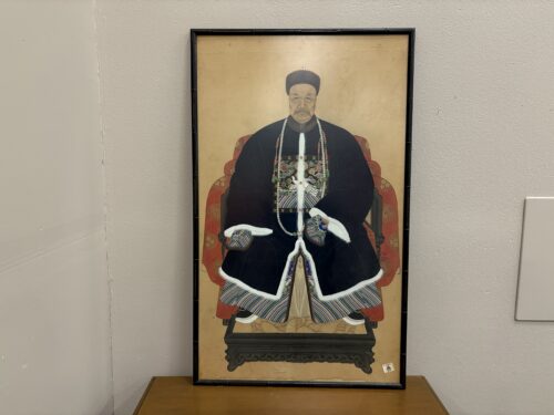 19th Century Ancestral Portrait in Black Bamboo Frame