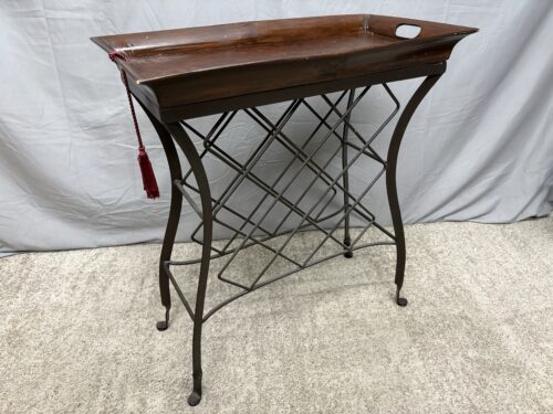 Wrought Iron Wine Rack w/ Removable Wooden Tray