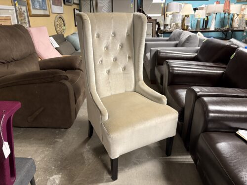 Silver Tufted Wingback Accent Chair