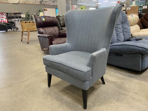 Blue Herringbone Upholstered Wingback Chair
