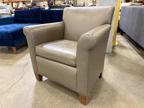 HBF Greige Leather Roll Arm Accent Chair