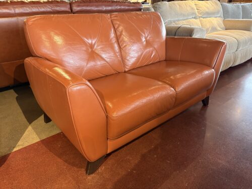 MACY'S Myia 62" Terracotta Leather Loveseat