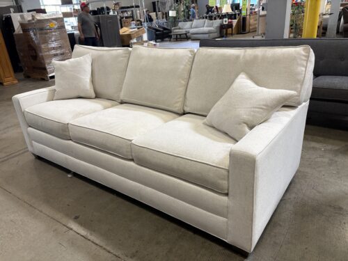 ETHAN ALLEN Down Filled Ivory Upholstered 3 Seat Sofa
