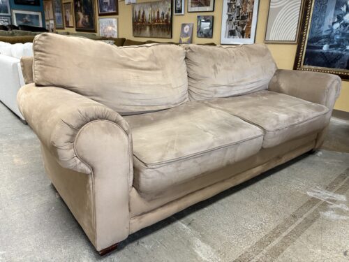 Beige Rolled Arm Wide Seat Sofa