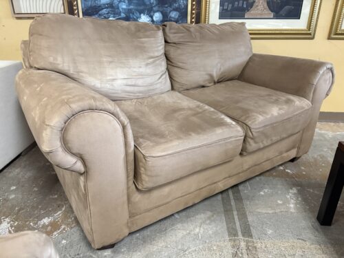 Beige Rolled Arm Loveseat