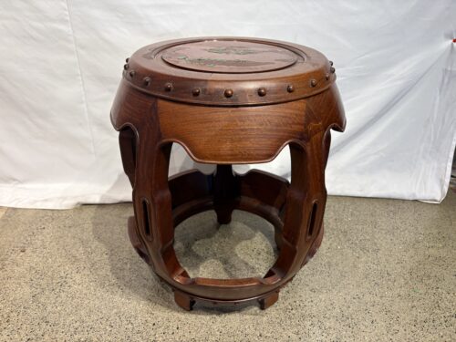 Vintage Chinese Hardwood Barrel Stool