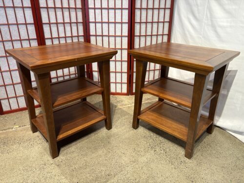 3-Tier Rectangular Solid Wood End Table (Set of 2)