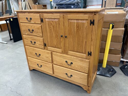 Red Oak 7 Drawer Wardrobe with Blackened Hardware
