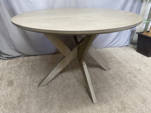 Modern Weathered Grey Round Wooden Dining Table