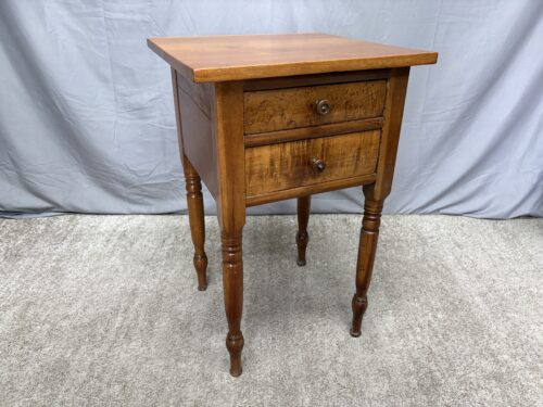 Vintage Burled Wood 2 Drawer End Table