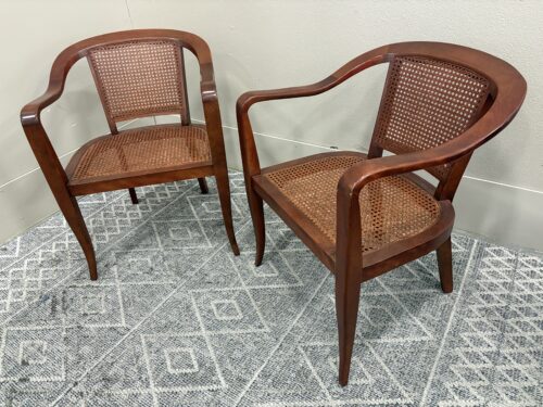 Cherry Finished Mid-Century Style Chair with Cane Back and Seat (Set of 2)