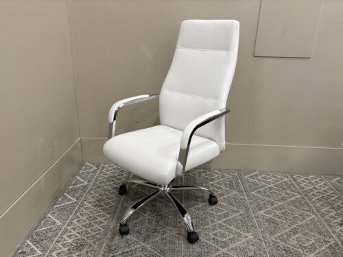 DEVON & CLAIRE Penny Adjustable High Back Office Chair in White and Chrome