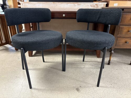 Modern Black Boucle Fabric Dining Chair (Set of 2)