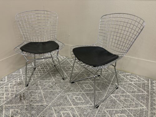 Contemporary Metal Flared Seat Dining Chair with Chrome Finish and Leather Pad (Set of 2)