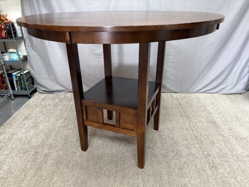 Dark Wood Round Counter Table