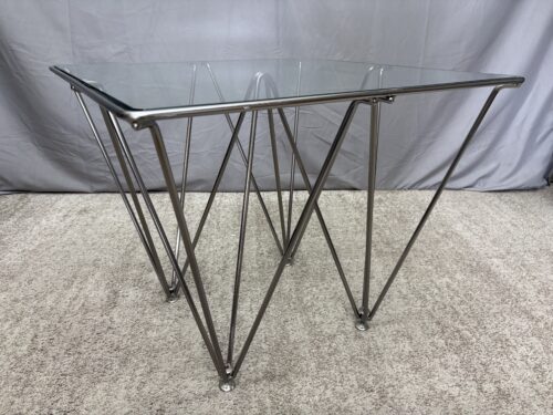 Geometric Metal Glass Top Side Table