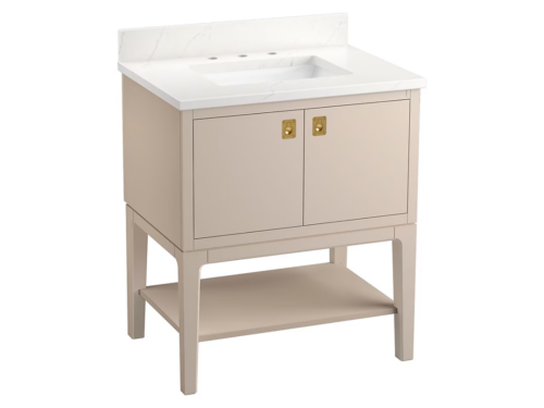 NEW! KOHLER Seagrove by Studio McGee 30" Bathroom Vanity Cabinet with Sink and Quartz Top in Light Clay