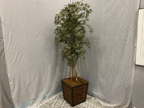 Faux Japanese Maple in Square Reeded Planter