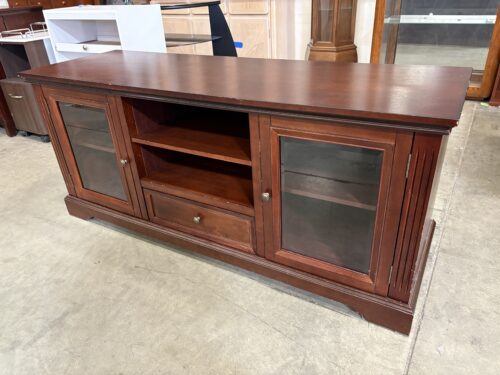 Cherry Finished 2 Door Media Stand with Bottom Drawer