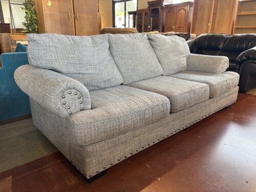 Traditional Gray 3-Seater Sofa with Nailhead Trim