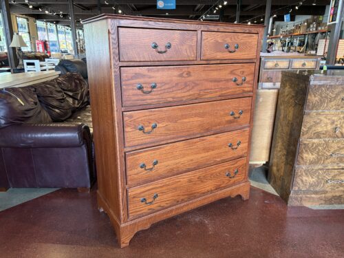 Traditional Solid Oak 6-Drawer Tallboy Dresser