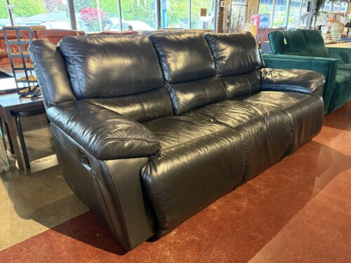 SUPERB CREATIONS Plush Black Manual Reclining Sofa