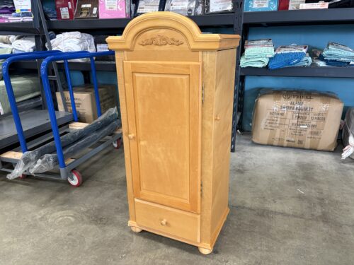 Honey Finished 8 Drawer Freestanding Jewelry Cabinet with Side Necklace Storage