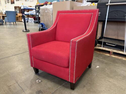 ABBYSON Vibrant Red High Back Accent Chair with Sloped Arms and Nailhead Trim