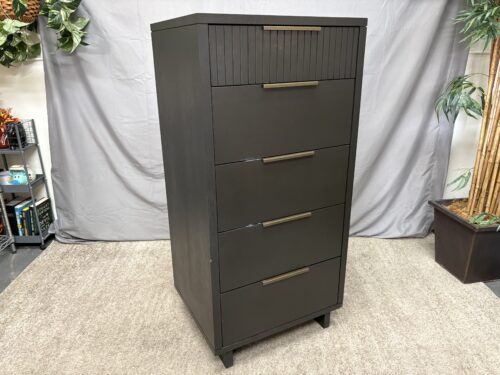 Modern Black 5-Drawer Tall Narrow Dresser