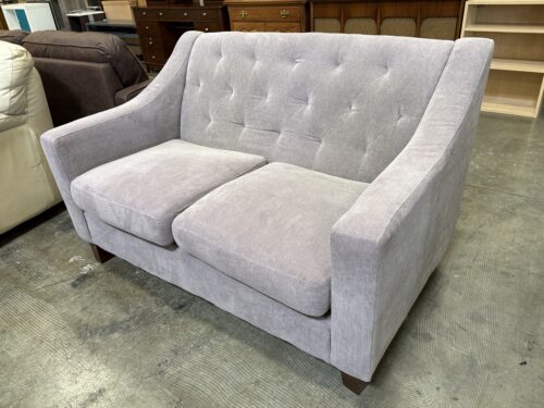 Modern Tufted Dusty Lavender Loveseat with Sloped Arms