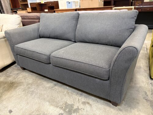 Dark Grey Herringbone Loveseat with Flared Arms