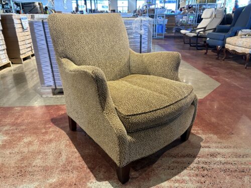 SAM MOORE Cheetah Print Club Chair with Dark Wood Legs