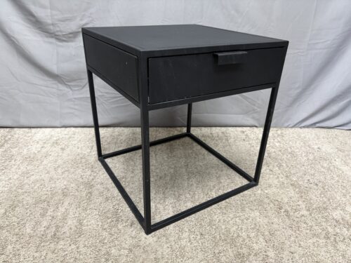 Black Metal Industrial Single Drawer End Table
