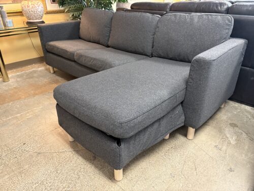 Charcoal Fabric Track Arm Sectional w/ Reversible Chaise
