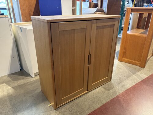 Blonde Minimal Solid Wood 2-Door Upper Cabinet