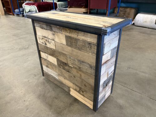 Rustic Industrial Wood and Wrought Iron Pedestal Console Table