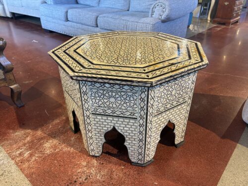 Moroccan Style Octagonal Table with Mother of Pearl Inlay