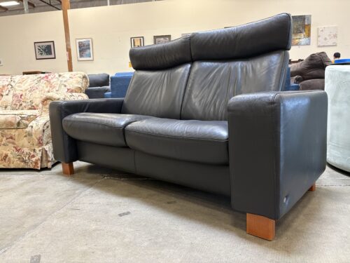 EKORNES Stressless Arion High Back Black Leather Loveseat (AS IS)