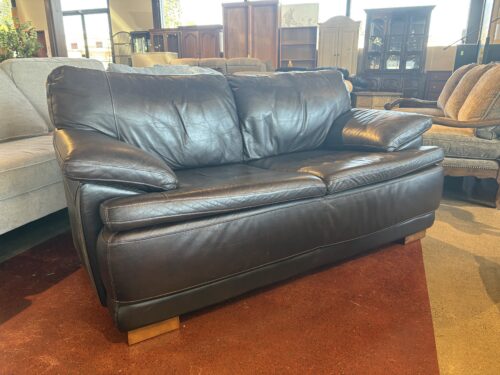 KLAUSSNER Dark Brown Leather Loveseat