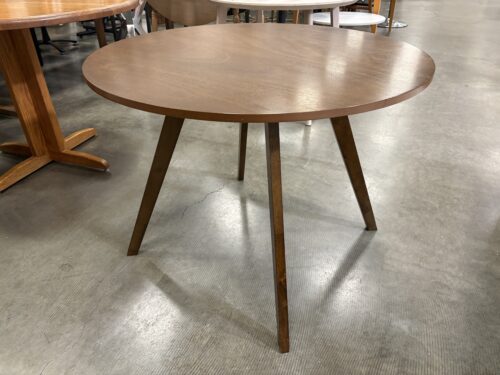 Modern Round Walnut Finish Dining Room Table