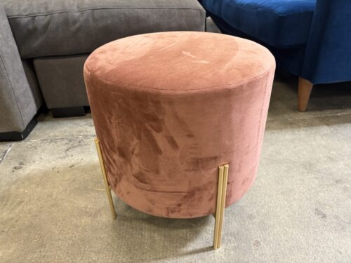 Rose Gold Velvet Ottoman with Golden Legs