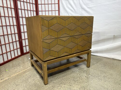 Two Drawer Geometric Front Nightstand