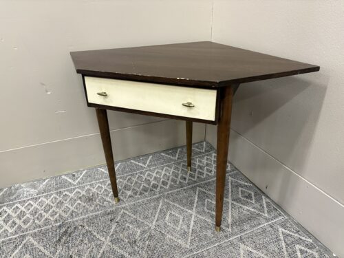 Vintage Mid-Century Modern Corner Console Table with Drawer