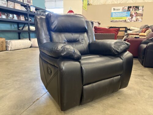 Modern Sleek Black Leather Manual Recliner