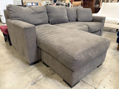PACIFIC FURNITURE INDUSTRIES  Charcoal Grey Plush L-Shaped Sectional